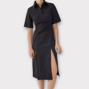 Free People Ghospell Black Power Slide Midi Shirt Dress NWT
